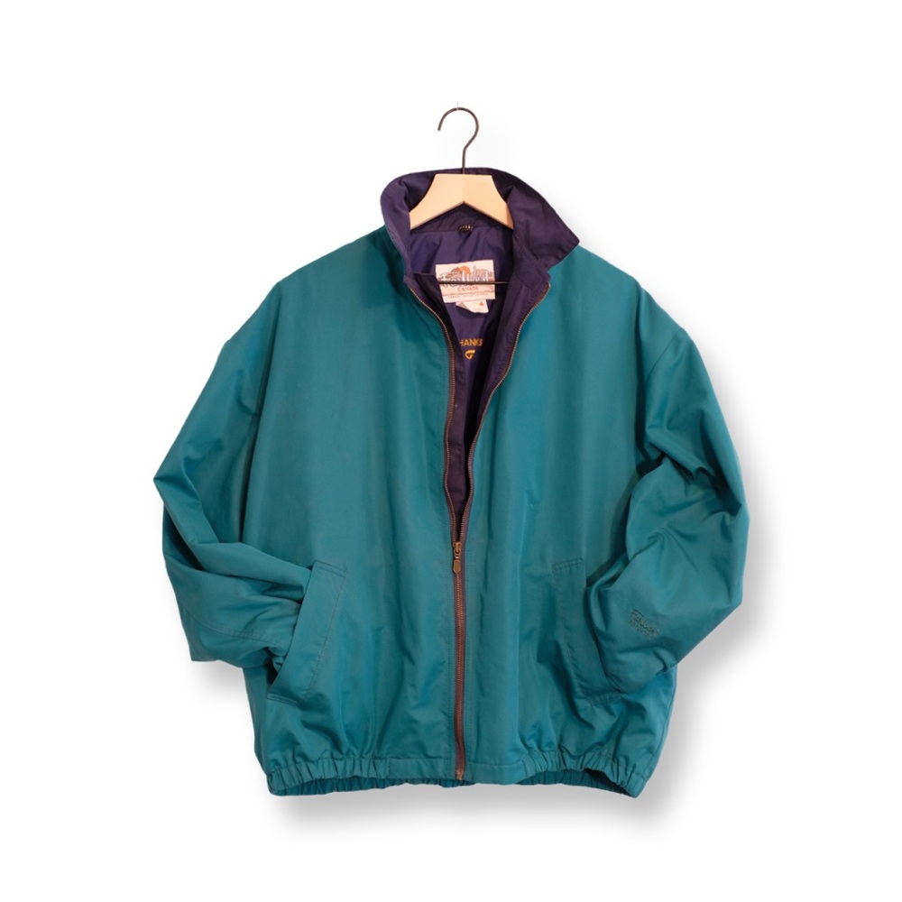 Farwest Teal Windbreaker Jacket | Lightweight Retro Streetwear | L